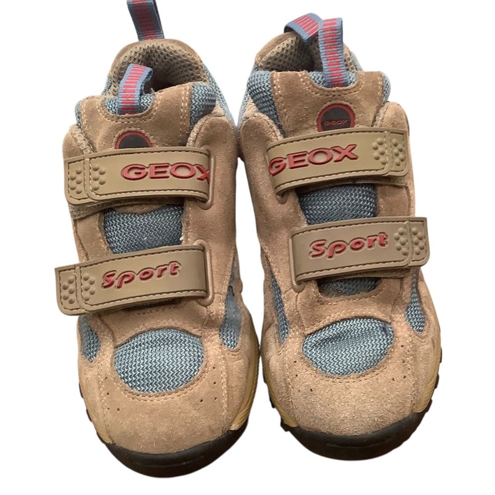 Geox Tan and‎ Blue Sneakers with Velcro Straps 3.5
